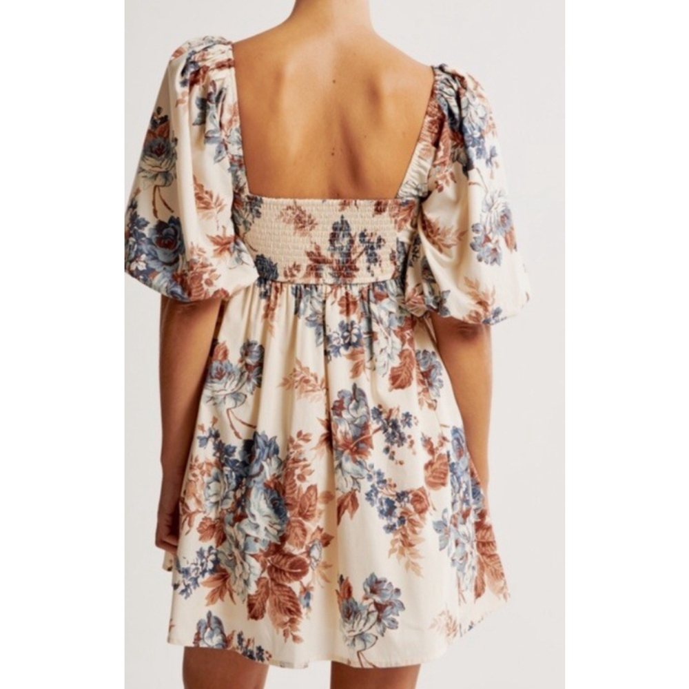 Abercrombie & Fitch Emerson Poplin Puff
Sleeve Mini Dress Cream Floral Sz M - Picture 3 of 6